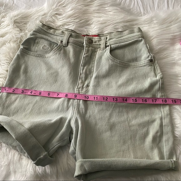 Pale Mint • High Waist Rolled Cut Off Jean Shorts - Picture 7 of 11